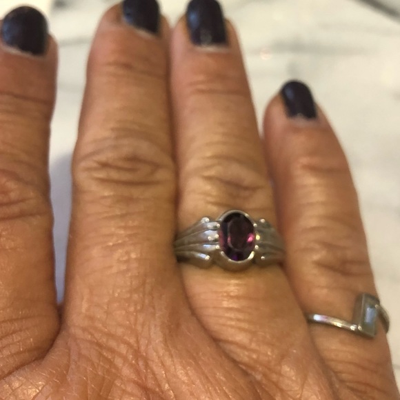 Vintage Amethyst Oval Faceted Silver Ring,sz 6, 7, 8 or 10 - Picture 6 of 9